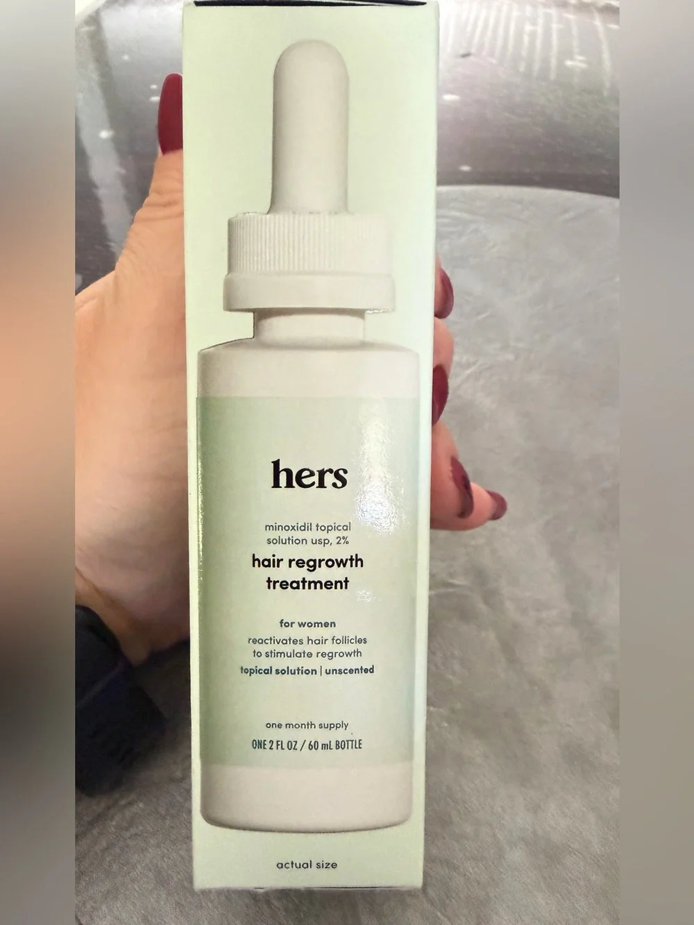 hers Minoxidil 2% Topical Solution, an over-the-counter hair regrowth treatment